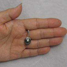 Load image into Gallery viewer, 14k White Gold Flowery-Cup Bale &amp; Diamond Baroque Tahitian Pearl Pendant