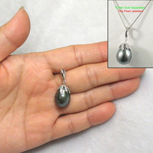 Load image into Gallery viewer, 14k White Gold Flowery-Cup Bale &amp; Diamond Baroque Tahitian Pearl Pendant