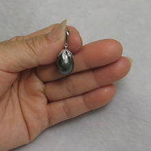 Load image into Gallery viewer, 14k White Gold Flowery-Cup Bale &amp; Diamond Baroque Tahitian Pearl Pendant