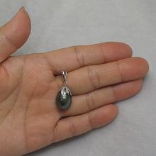 Load image into Gallery viewer, 14k White Gold Flowery-Cup Bale &amp; Diamond Baroque Tahitian Pearl Pendant