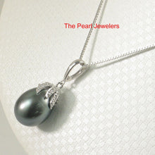 Load image into Gallery viewer, 14k White Gold Flowery-Cup Bale &amp; Diamond Baroque Tahitian Pearl Pendant