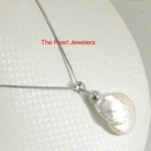 Freshwater Coin Pearl Pendant – 14k White Gold Bail
