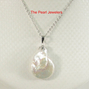 Freshwater Coin Pearl Pendant – 14k White Gold Bail