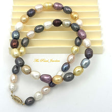 Load image into Gallery viewer, Colorful Rainbow Freshwater Pearl Necklace – 14kt Gold Clasp