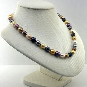 Colorful Rainbow Freshwater Pearl Necklace – 14kt Gold Clasp