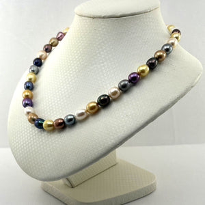 Colorful Rainbow Freshwater Pearl Necklace – 14kt Gold Clasp