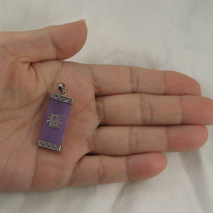 Fu Good Fortunes Lavender Jade Oriental Pendant with Sterling Silver