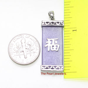 Fu Good Fortunes Lavender Jade Oriental Pendant with Sterling Silver