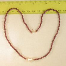Load image into Gallery viewer, Freshwater Cultured Pearl, Garnet &amp; 14k Yellow Gold Necklace