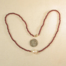 Load image into Gallery viewer, Freshwater Cultured Pearl, Garnet &amp; 14k Yellow Gold Necklace