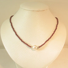 Load image into Gallery viewer, Freshwater Cultured Pearl, Garnet &amp; 14k Yellow Gold Necklace
