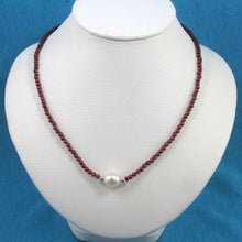 Load image into Gallery viewer, Freshwater Cultured Pearl, Garnet &amp; 14k Yellow Gold Necklace
