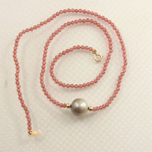 Load image into Gallery viewer, Tahitian Pearl, Garnet &amp; 14k Yellow Gold Beads Necklace
