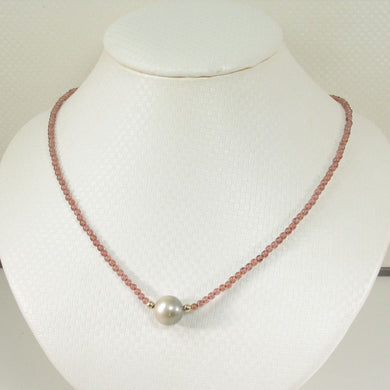 Tahitian Pearl, Garnet & 14k Yellow Gold Beads Necklace