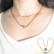 Load image into Gallery viewer, 2.5mm Garnet &amp; Silver Bali Beads with Black Tahitian Pearl Necklace