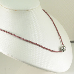 2.5mm Garnet & Silver Bali Beads with Black Tahitian Pearl Necklace