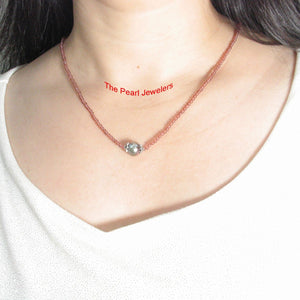 2.5mm Garnet & Silver Bali Beads with Black Tahitian Pearl Necklace