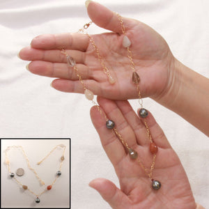 Gold-Filled Rutilated Quartz & Baroque Tahitian Pearls Necklace (Style B)