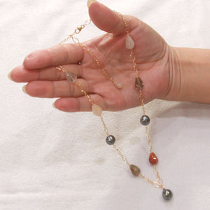 Gold-Filled Rutilated Quartz & Baroque Tahitian Pearls Necklace (Style B)