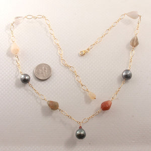 Gold-Filled Rutilated Quartz & Baroque Tahitian Pearls Necklace (Style B)