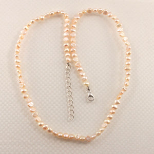 Pale Pink Baby Baroque Pearl Necklace – Adjustable with .925 Clasp