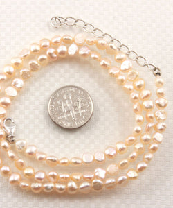 Pale Pink Baby Baroque Pearl Necklace – Adjustable with .925 Clasp