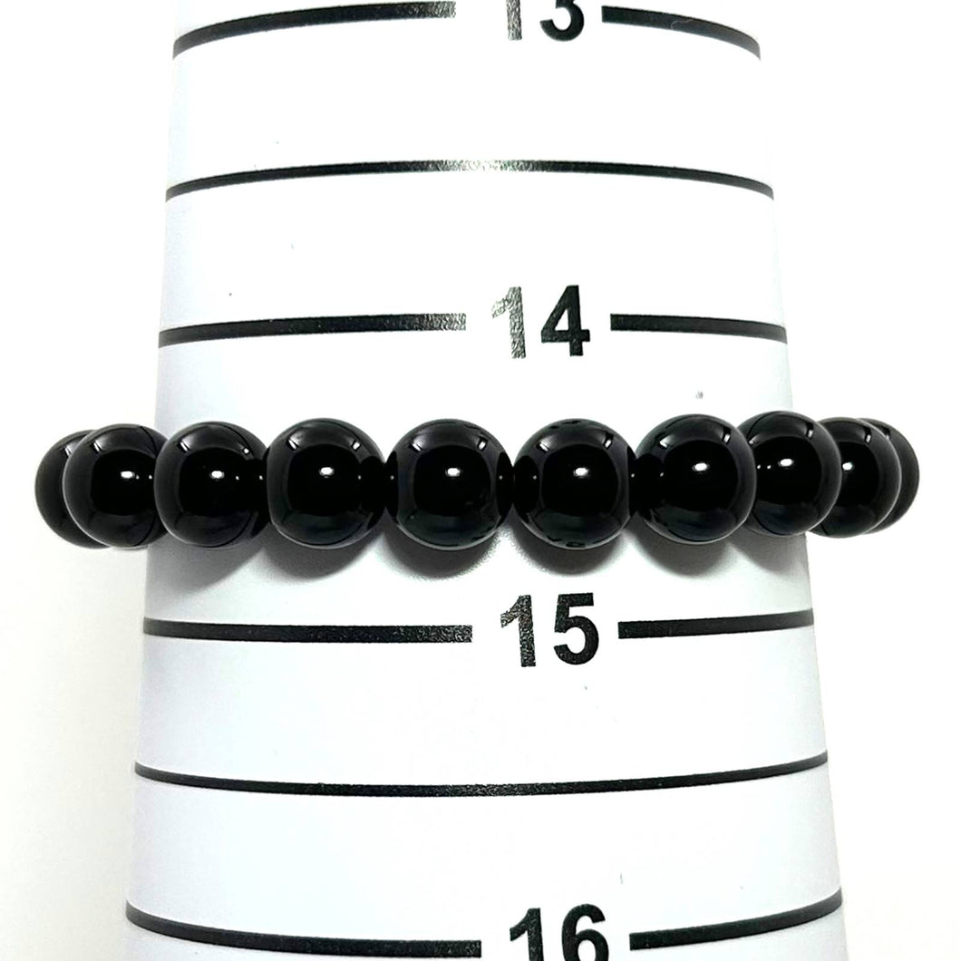 8mm Black Onyx Gemstone Beads Stretchy Bracelet