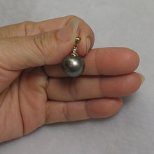 Load image into Gallery viewer, Genuine Black Tahitian Pearl &amp; 14k Yellow Gold Diamond Accent Pendant