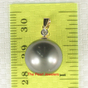 Genuine Black Tahitian Pearl & 14k Yellow Gold Diamond Accent Pendant