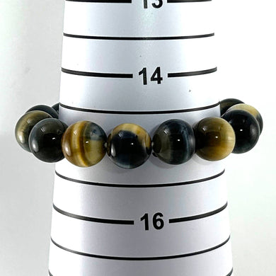 12mm Blue Tiger Eye Gemstone Stretch Bracelet