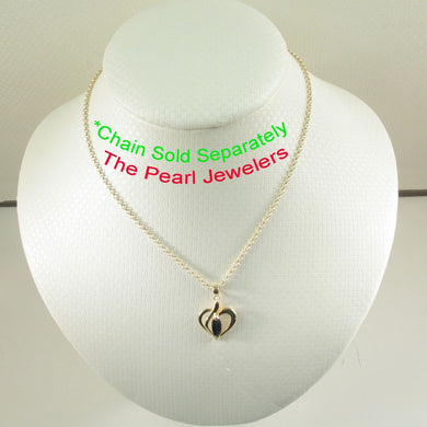 Genuine Marquise Sapphire Heart Pendant in 14k Yellow Gold