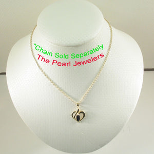 Genuine Marquise Sapphire Heart Pendant in 14k Yellow Gold