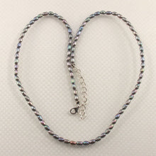 Load image into Gallery viewer, Mini Peacock-Gray Rice Pearl Necklace with Adjustable Silver Clasp