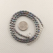 Load image into Gallery viewer, Mini Peacock-Gray Rice Pearl Necklace with Adjustable Silver Clasp