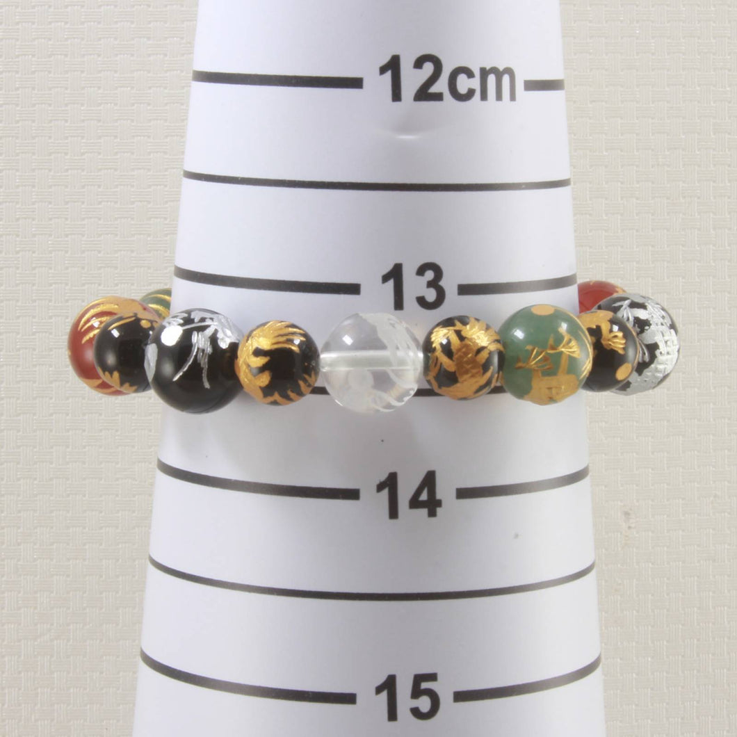 8–10mm Mix Gemstone Dragon Beads Bracelet