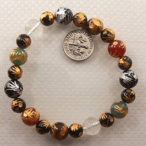 8–10mm Mix Gemstone Dragon Beads Bracelet