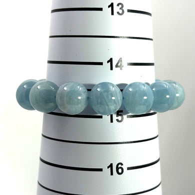 12mm Aquamarine Beads Stretchy Bracelet
