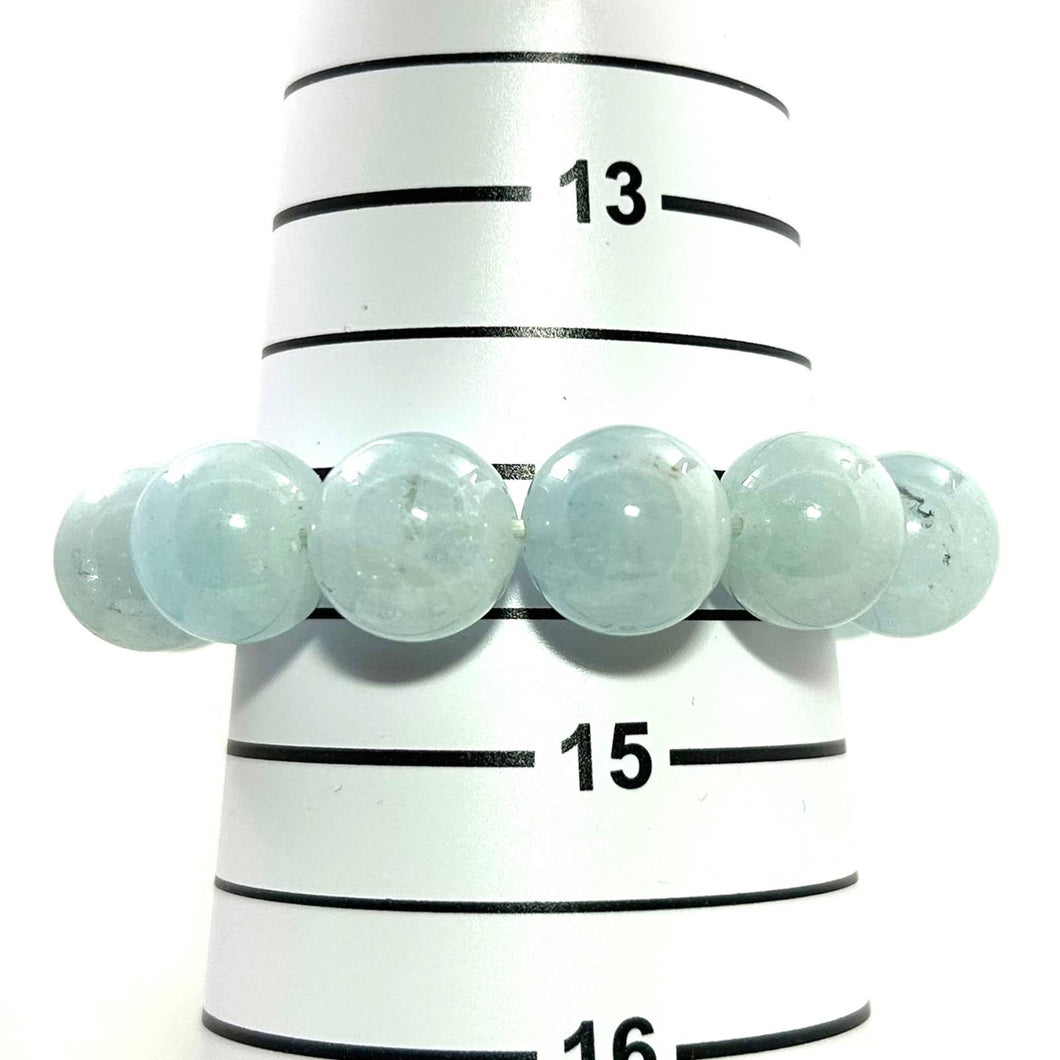 14mm Aquamarine Beads Stretchy Bracelet – Elegant Version