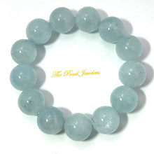 Load image into Gallery viewer, 14mm Aquamarine Beads Stretchy Bracelet – Elegant Version