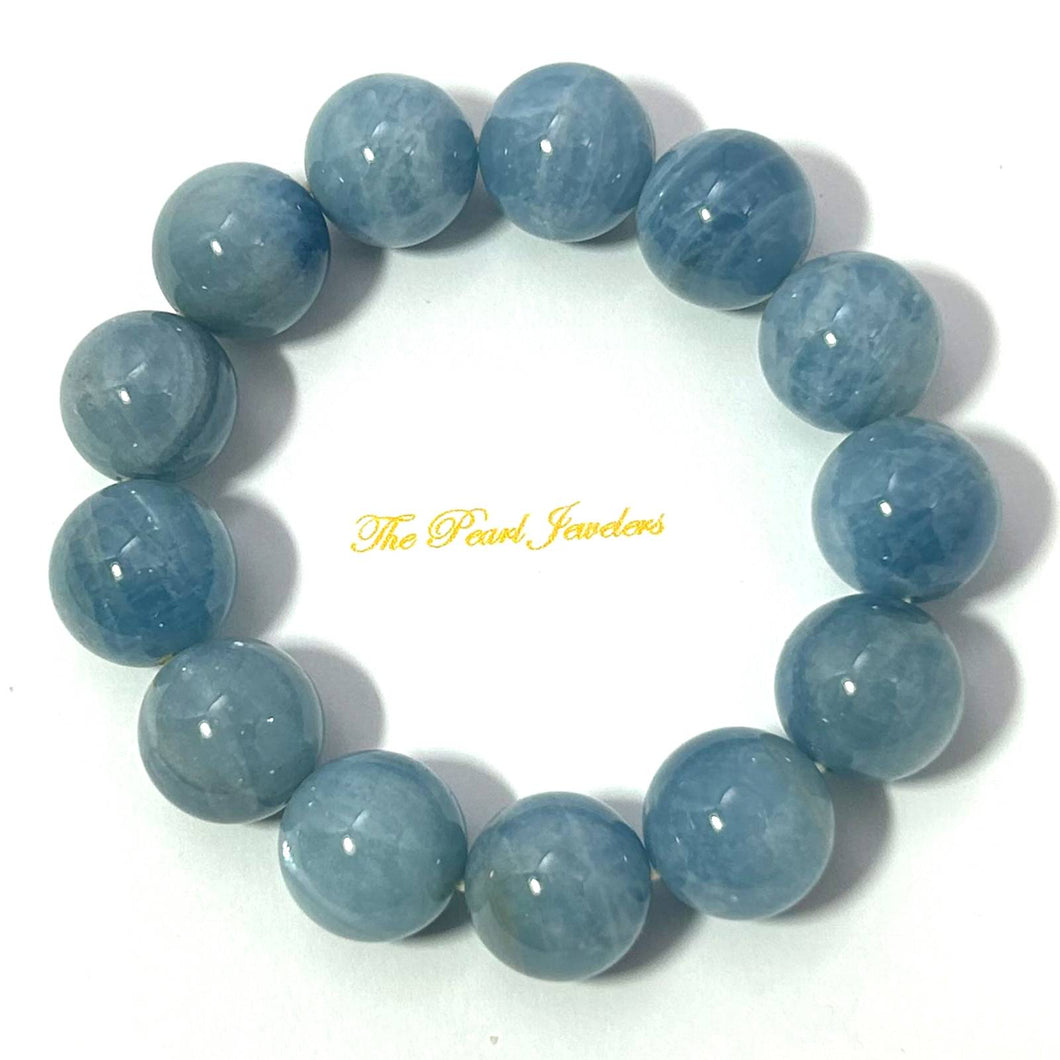 15mm Aquamarine Beads Stretchy Bracelet