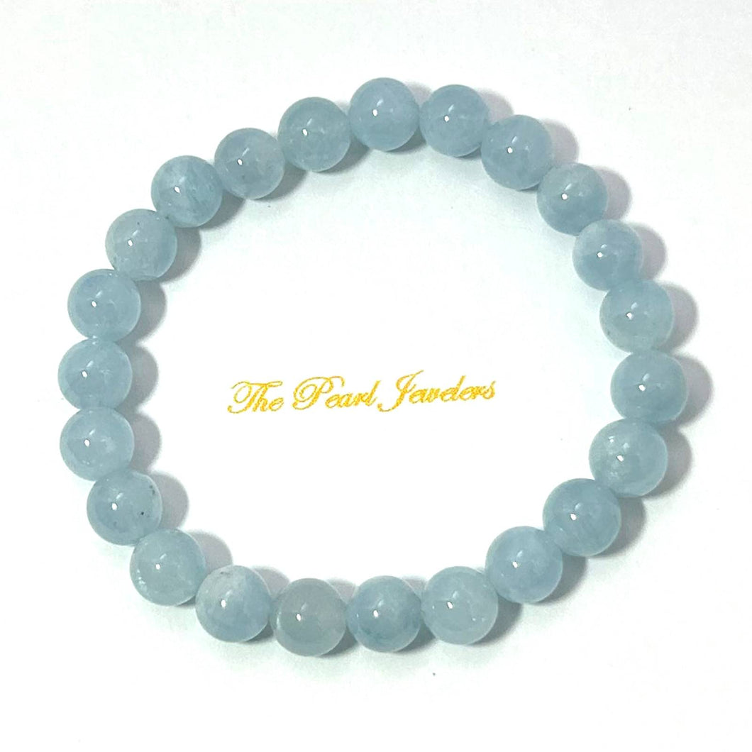 7mm Aquamarine Beads Stretchy Bracelet