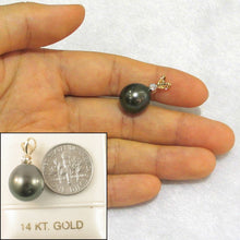 Load image into Gallery viewer, 14k Yellow Gold Black Tahitian Pearl &amp; Diamond Pendant