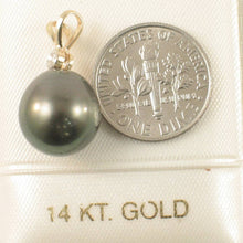 Load image into Gallery viewer, 14k Yellow Gold Black Tahitian Pearl &amp; Diamond Pendant