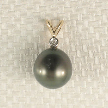 Load image into Gallery viewer, 14k Yellow Gold Black Tahitian Pearl &amp; Diamond Pendant