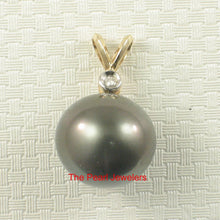 Load image into Gallery viewer, 14k Yellow Gold Black Tahitian Pearl &amp; Diamond Pendant