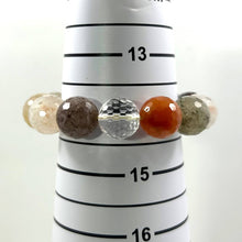 Load image into Gallery viewer, 14mm Faceted Multicolor Rutilated Quartz Bracelet
