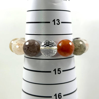 14mm Faceted Multicolor Rutilated Quartz Bracelet