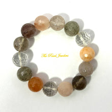 Load image into Gallery viewer, 14mm Faceted Multicolor Rutilated Quartz Bracelet