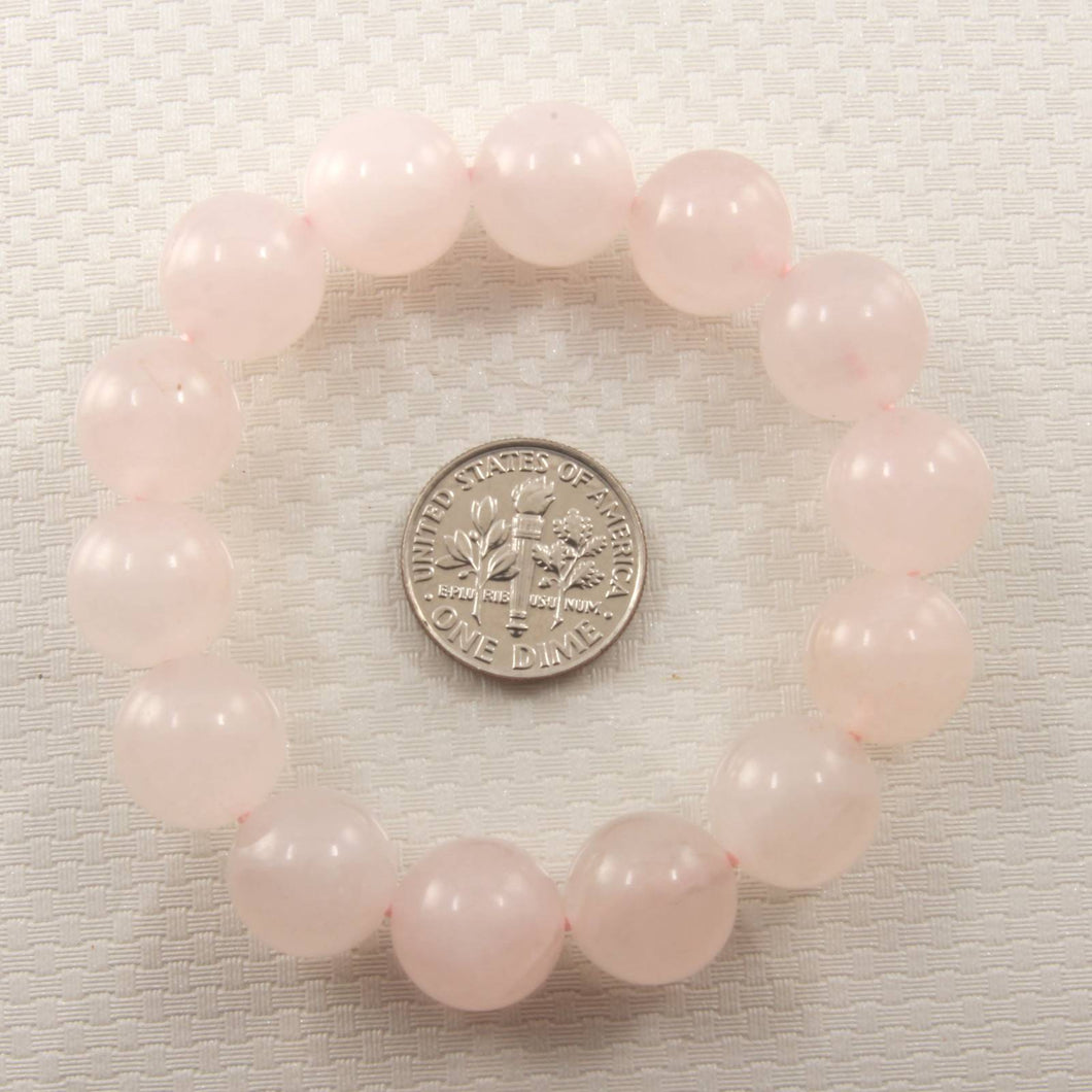 12mm Rose Quartz Gemstone Beads Stretchy Bracelet