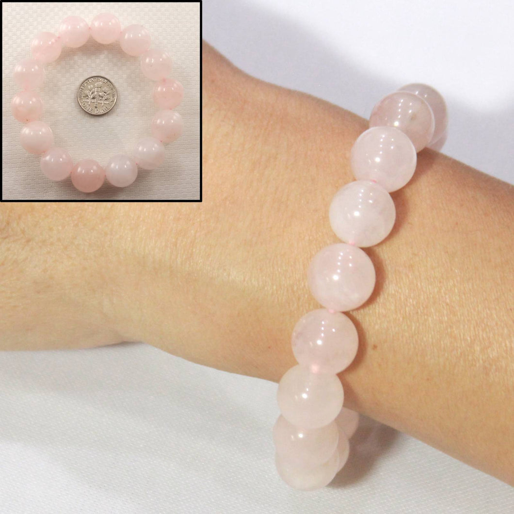 14mm Rose Quartz Gemstone Beads Stretchy Bracelet